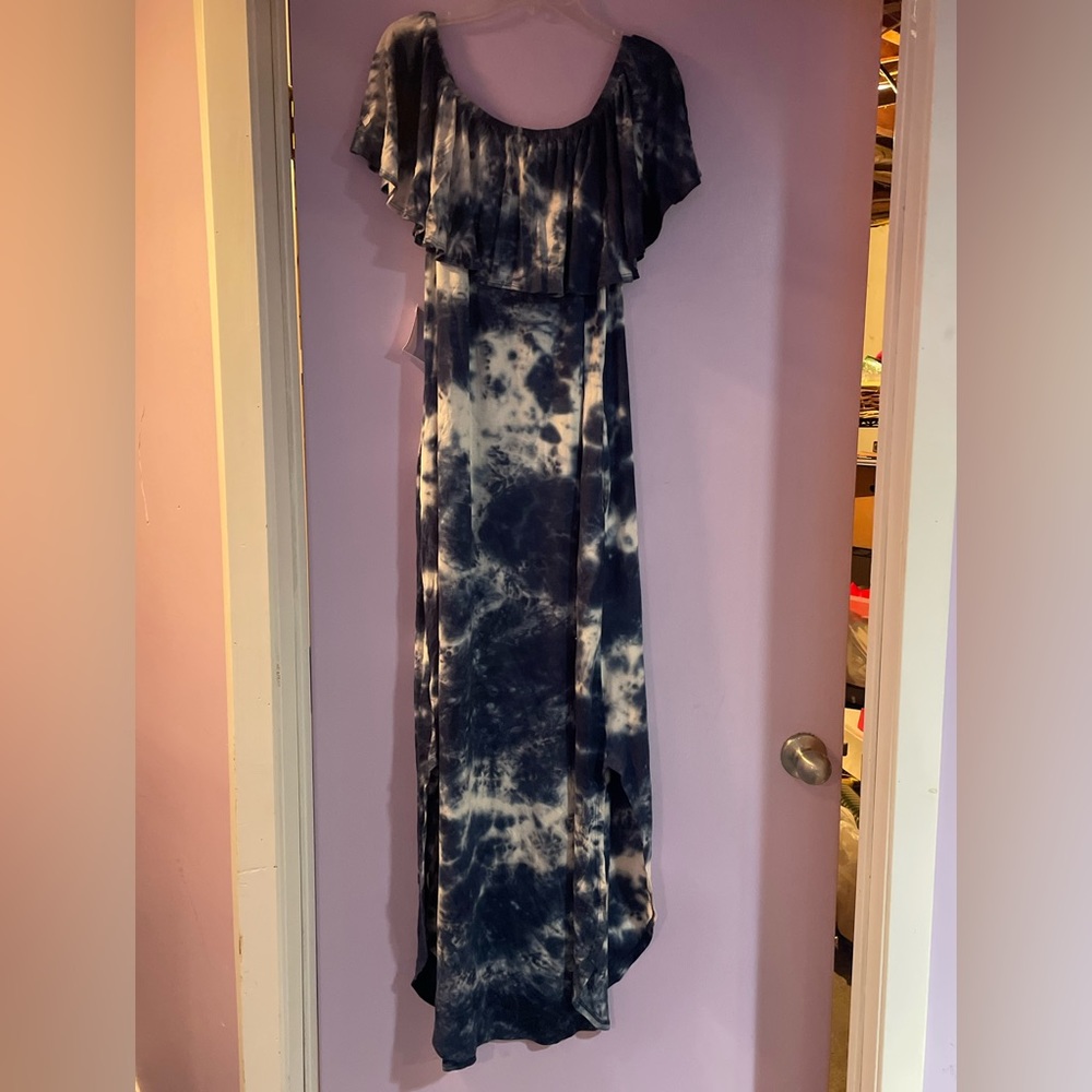 Blue tye dye maxi dress